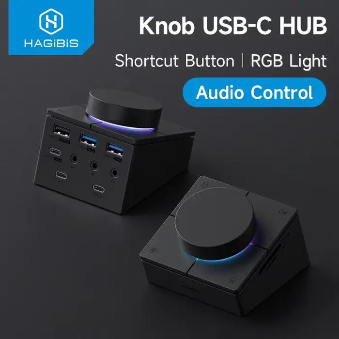 Hagibis bouton USB C Hub avec boutons de raccourci Station d'accueil type-c réglage du Volume contrôleur de bureau 2.5G RJ45 pour Macbook
