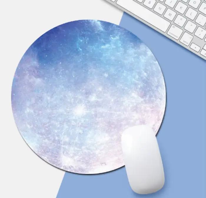 Tapis de souris rond avec phase de lune et planète pour ordinateur portable