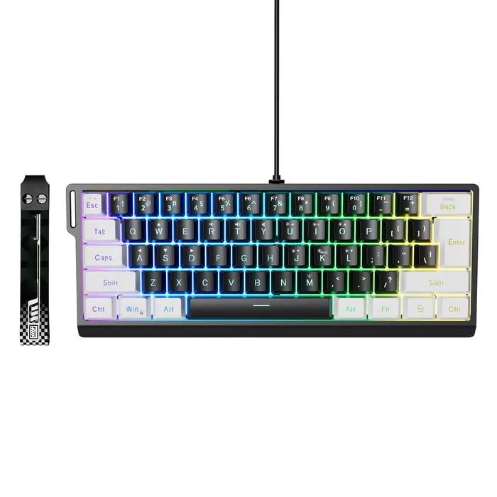 Clavier filaire 60 pour cent 61 touches RVB rétro-éclairé sensation mécanique clavier d'ordinateur portable pour les travaux de jeu et les occasions spéciales gaming