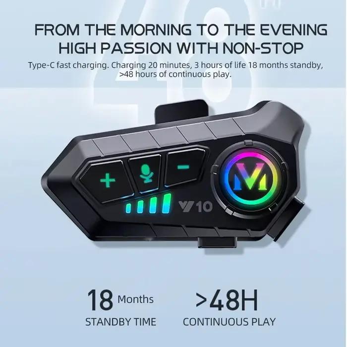 Casque de moto Y10 avec commande vocale stéréo Bluetooth 5.3