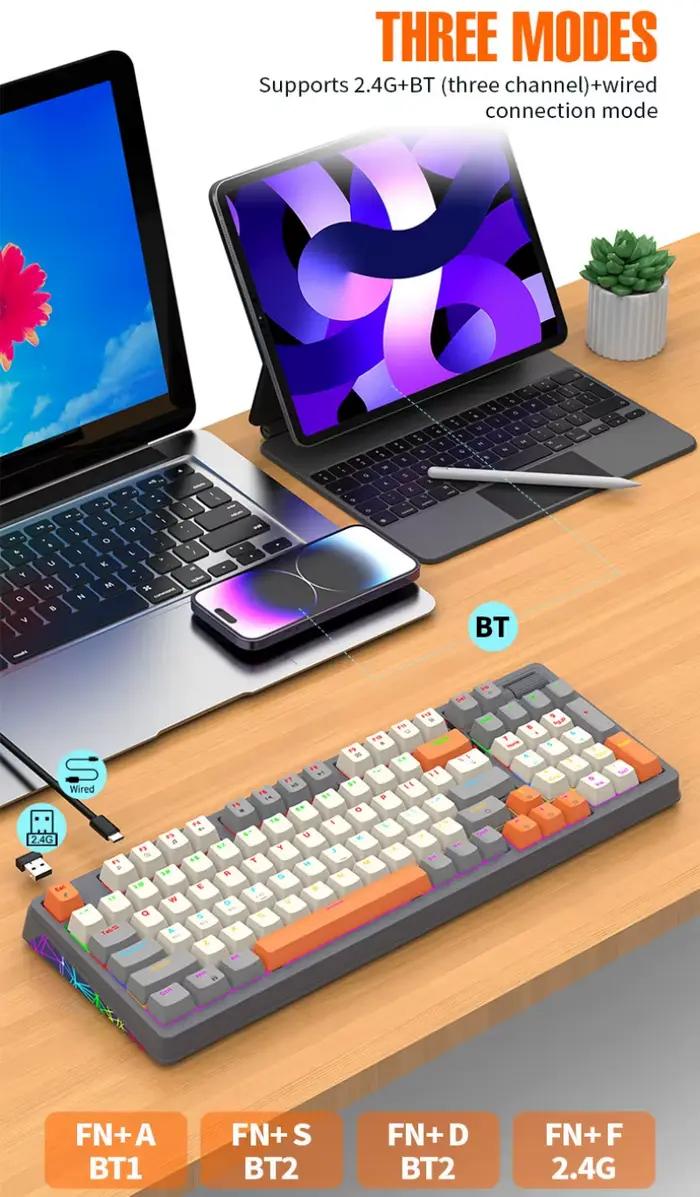 Clavier mécanique sans fil français 96 touches