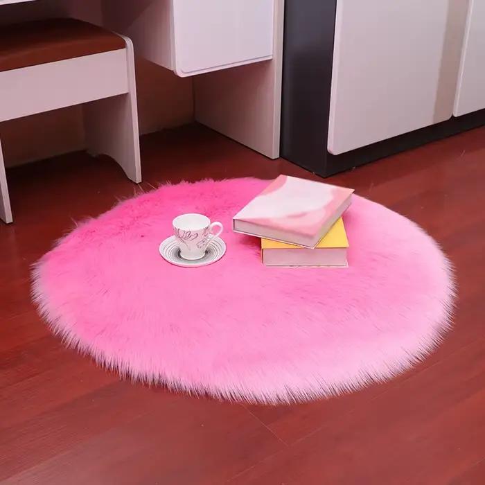 Tapis d'émulation en laine artificielle ronde douce pour maison hôtel plage et pique-nique convient aux enfants et adultes confort de voyage et prière matériaux hypoallergénique adaptable à tout intérieur ```