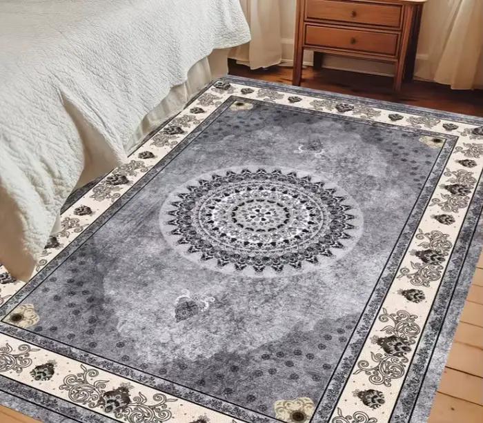 Tapis de luxe en velours - Tapis bohème rétro, avec dos antidérapant, idéal pour les zones très fréquentées comme les salons et les chambres.