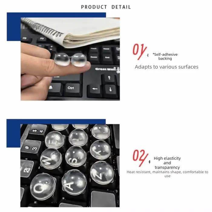 Autocollants de clavier en silicone transparents pour doigts longs