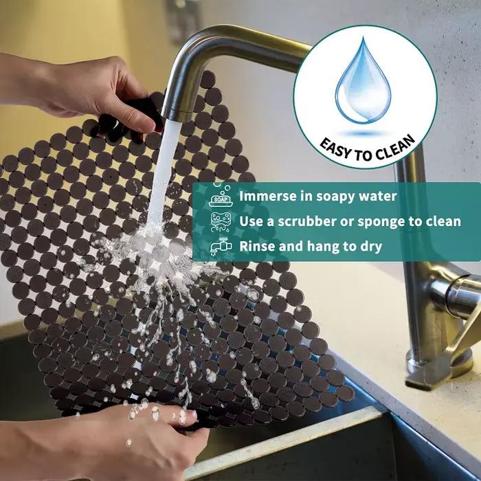 Paquet de 2 tapis d'évier de cuisine pour éviers en acier inoxydable/céramique, protecteurs écologiques en PVC pour le fond d'évier de cuisine, réglable