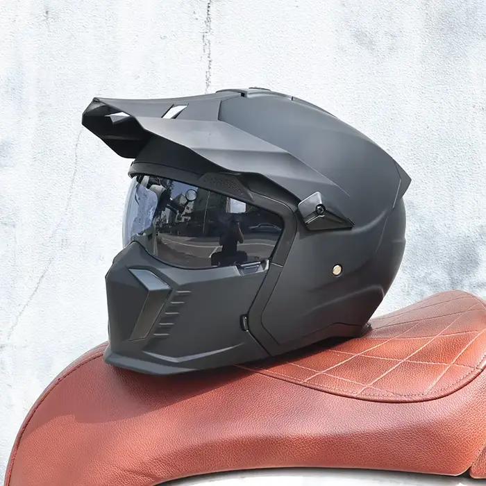 Casque combiné Street Fighter, casque de moto rétro, demi-casque complet détachable multifonctionnel pour hommes et femmes
