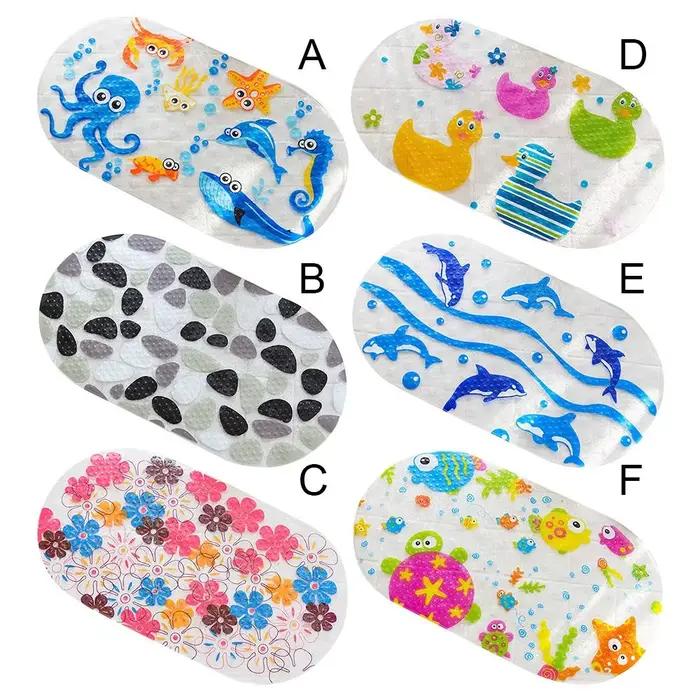 Polymères de bain coordonnants en PVC pour enfants, doux, dessin animé, sécurité coordonnante avec ventouse, polymères de douche, tapis de baignoire de massage, coussin