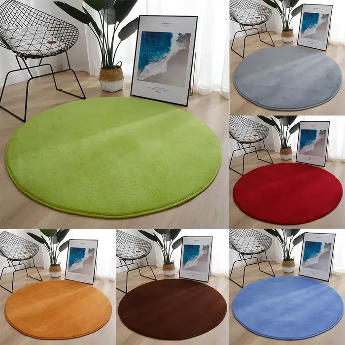 Tapis imprimé circulaire doux et Simple, couleur unie, en flanelle, antidérapant, adapté aux chambres à coucher, aux salons, aux chambres d'enfants