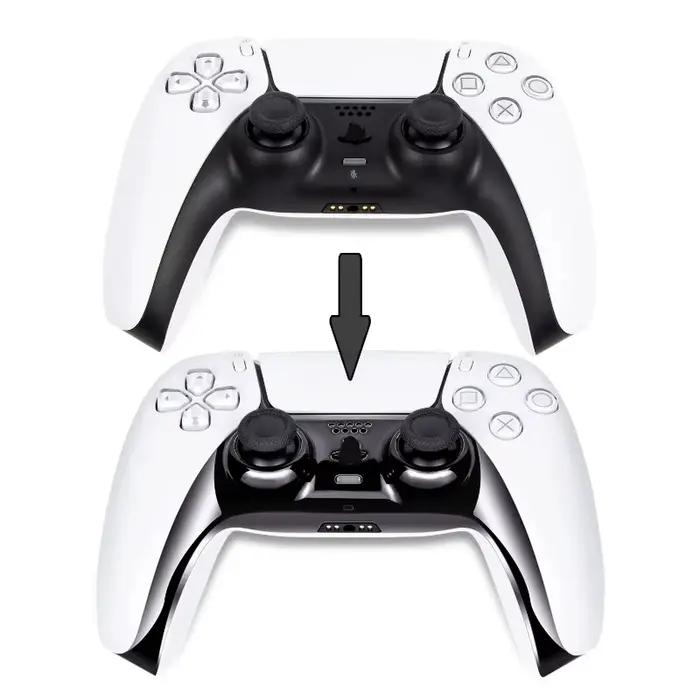 1 pièce Coque de manette de remplacement chromée noire brillante DIY pour PS5