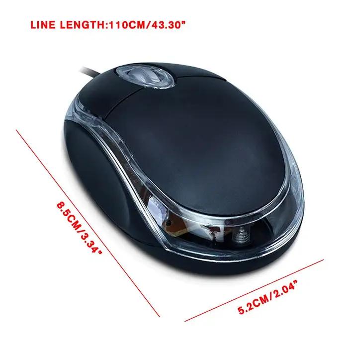 Mini souris optique filaire USB LED ergonomique à 3 boutons pour PC