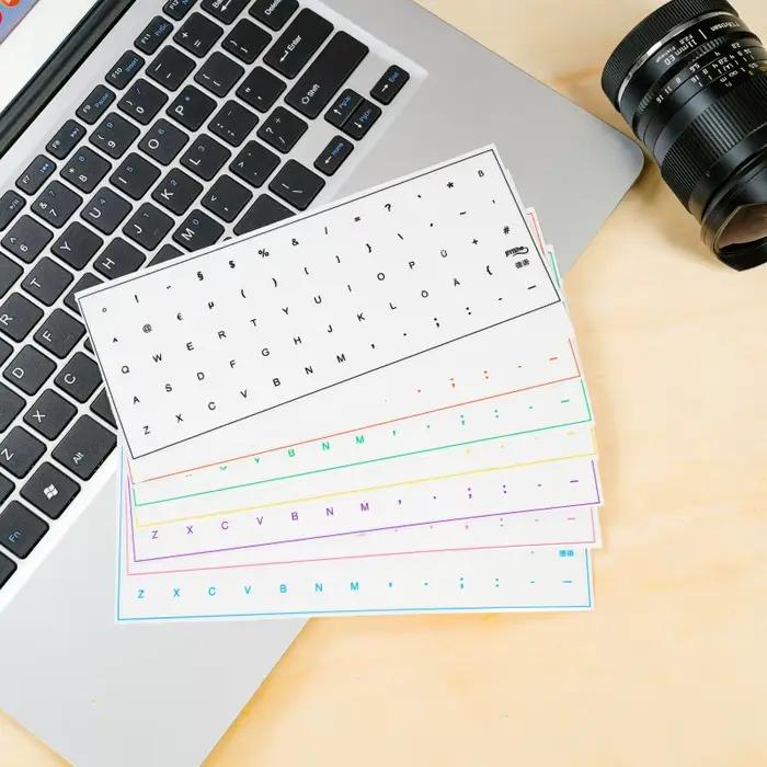 Autocollants de lettres pour clavier allemand avec pincettes pour touches de bureau et d'ordinateur portable