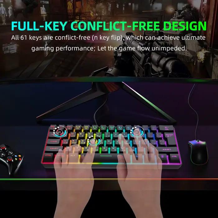 Clavier russe anglais éclairage RVB 61 touches disposition 60%