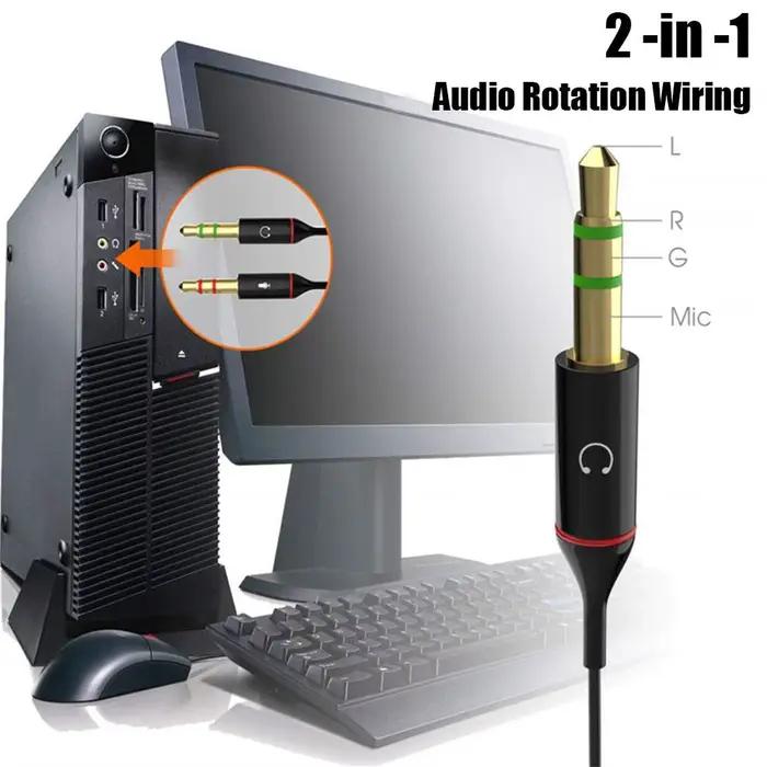 Répartiteur de convertisseur Audio de Microphone d'écouteur pour ordinateur 3.5mm femelle à 2 double