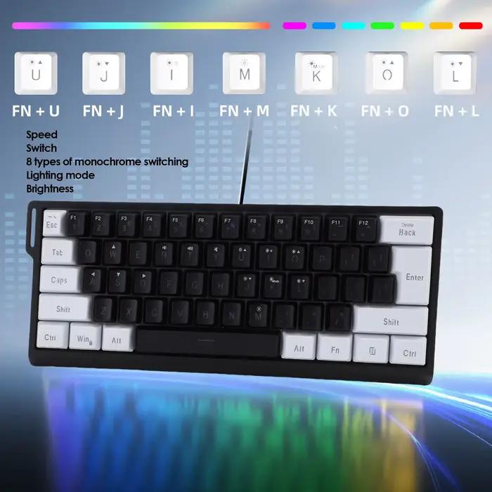 Clavier filaire 60 pour cent 61 touches RVB rétro-éclairé sensation mécanique clavier d'ordinateur portable pour les travaux de jeu et les occasions spéciales gaming