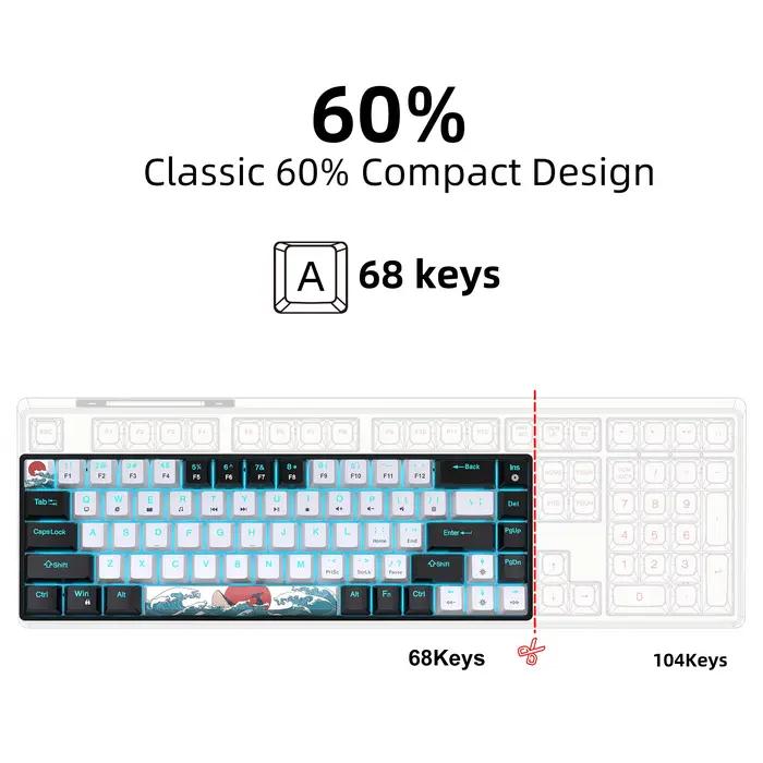 Clavier de jeu mécanique 68 touches