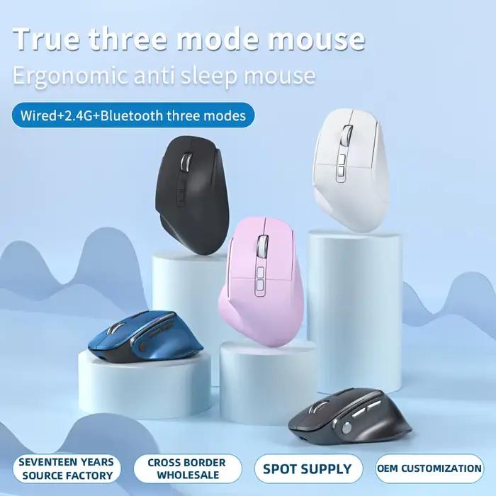Souris sans fil Lenovo 3 modes Bluetooth 5.3+2.4G+Filaire Ergonomique RGB Gaming avec touches macro Rechargeable pour bureau et jeux pour joueurs et professionnels