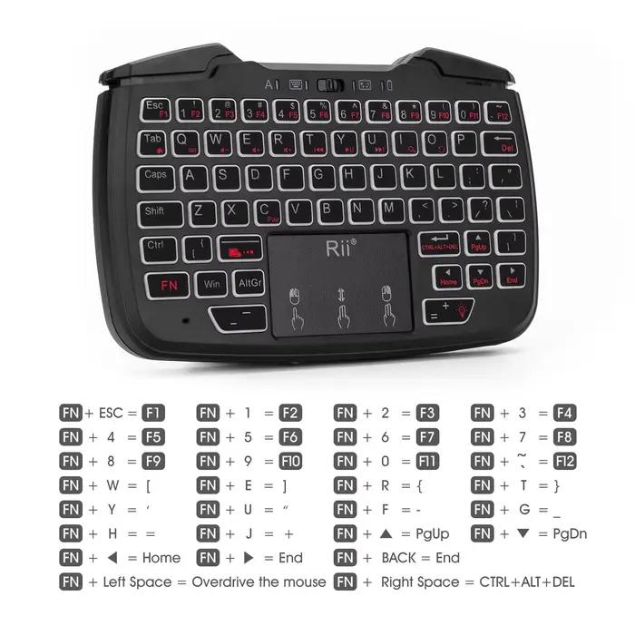 Rii RK707 2.4GHz contrôleur de jeu Portable sans fil clavier souris Combo fonction Turbo pour PC/Raspberry pi2/Android TV Google/TV