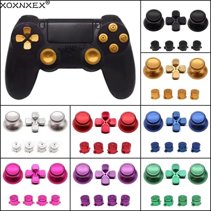 XOXNXEX 1 ensemble de manettes en métal personnalisées en or contrôleur analogique boutons de balle Chrome d-pad pour contrôleurs Sony PS4