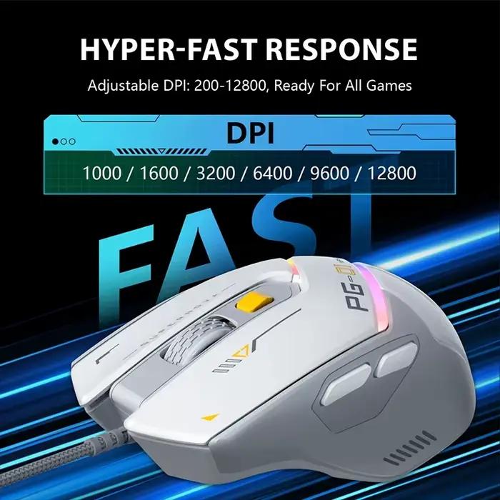 Souris de jeu filaire USB INPHIC PG1 avec rétroéclairage RVB