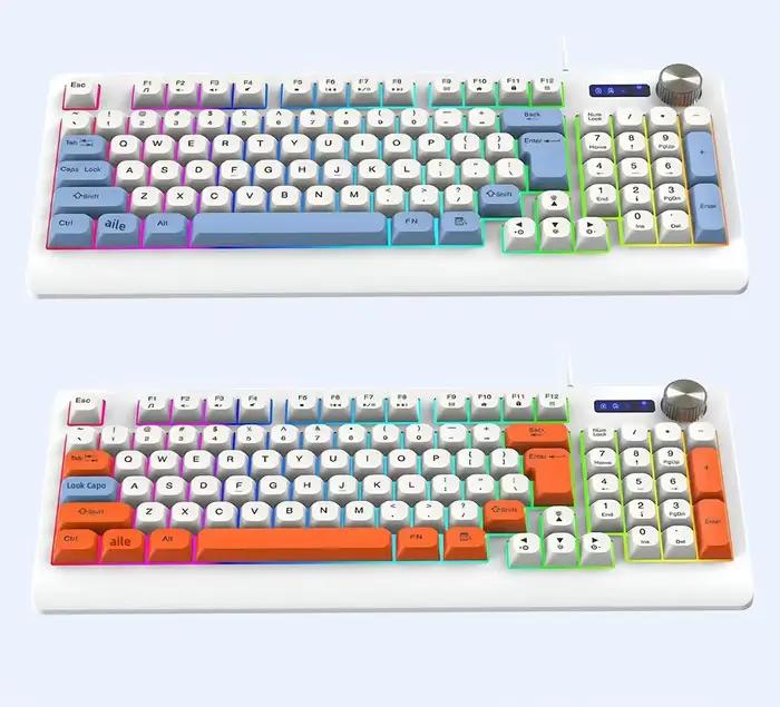 Clavier de jeu filaire rétroéclairé RGB à 93 touches avec bouton multifonction