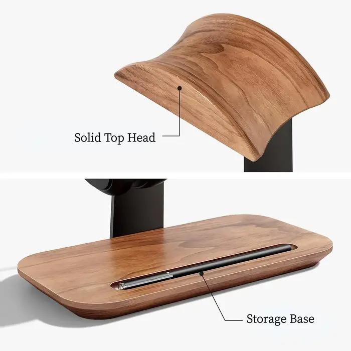 Support pour casque, support en bois pour casque de bureau