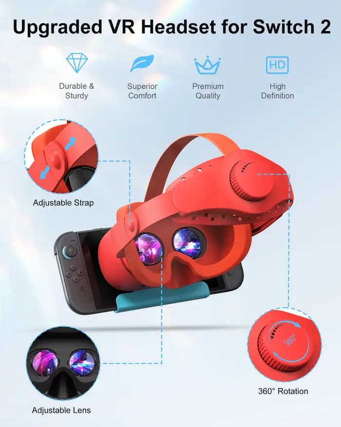 Casque VR amélioré pour Nintendo Switch 2, lentilles HD réglables et sangle confortable, lunettes 3D Virtual Boy pour Switch 2