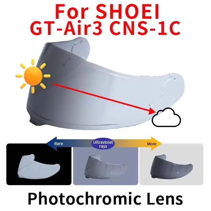 GT air 3-Visière photochromique pour SHOEI CNS-1C CNS s GT-Air3 ightAir 3 Casque de moto Lentille Visière en verre Clair