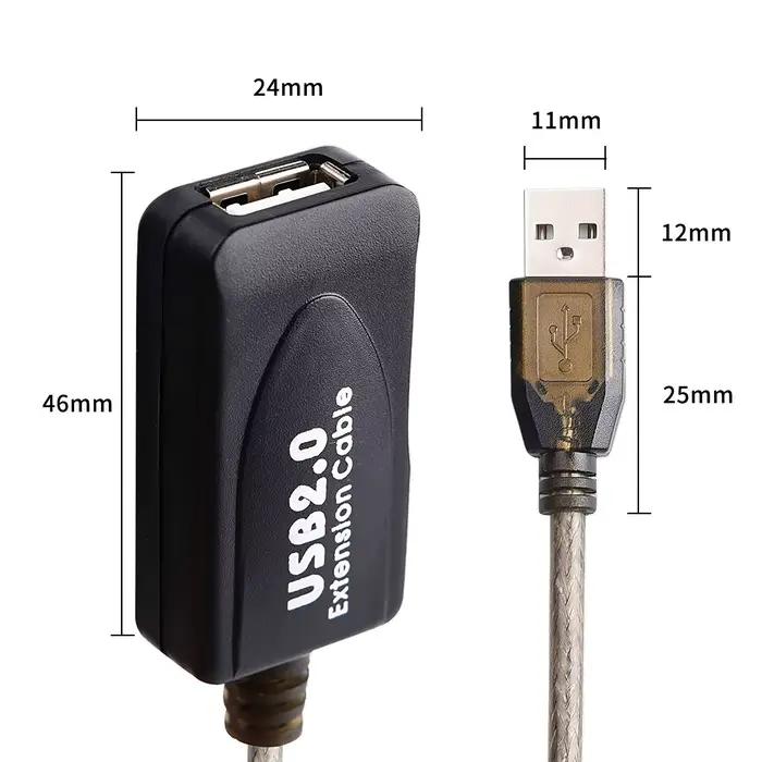 Câble d'extension USB 2.0 haute vitesse 5m 10m 15m 20m répéteur actif pour ordinateur imprimante et autres périphériques USB occasions professionnelles et personnelles