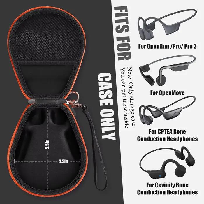 Étui pour écouteurs compatible Shokz OpenRun Pro/Standard/Mini, OpenMove, OpenSwim Pro, Raycon et autres écouteurs à conduction osseuse avec logo réfléchissant 3M et mousqueton pour mode de vie actif