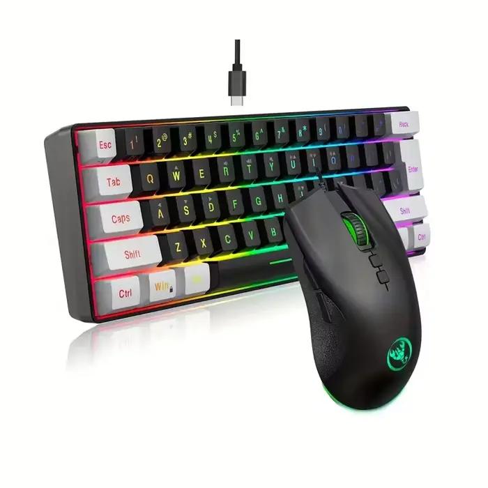 Mini ensemble clavier et souris filaires 60 % avec 61 touches
