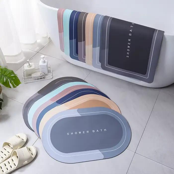 Tapis de bain absorbant pour salle de bain, antidérapant, pour douche, boue de diatomée, paillasson d'entrée de cuisine, pour la maison, la baignoire