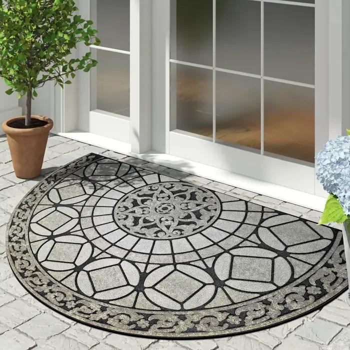 Tapis demi-rond en terre cuite bohème