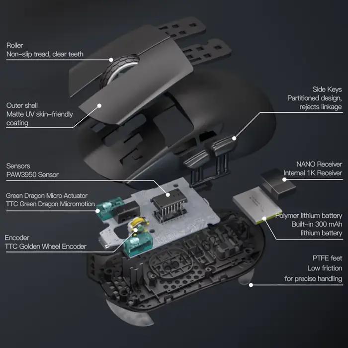 Darmoshark souris de jeu M3 Pro Max sans fil 4K/8K Bluetooth Tri-Mode PAW3950 nordique 52840 30K DPI jeu Macro