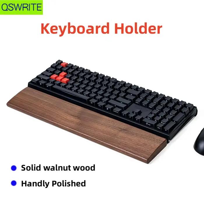 Support de clavier QSWRITE en noyer massif pour la protection des poignets