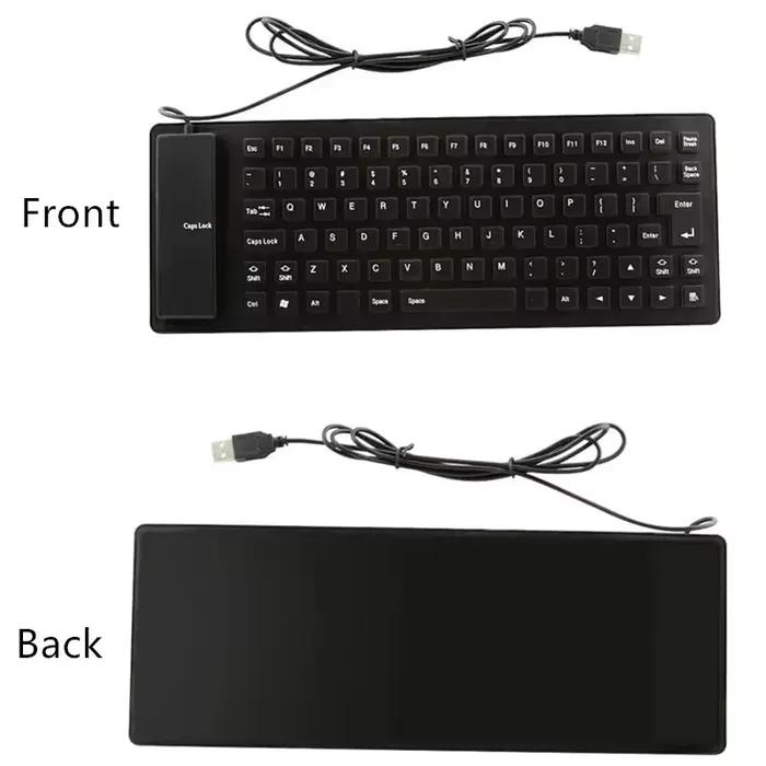 Clavier pliable en silicone filaire USB pour ordinateur portable accessoire silencieux étanche anti-poussière enroulable doux touches prédictives 85/109 occasions spéciales joueurs mobiles étudiants professionnels