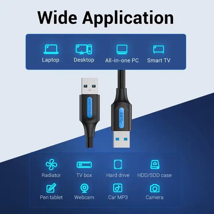 Câble d'extension USB 3.0 mâle vers mâle Vention pour ordinateur portable, disque dur, boîtier TV et autres appareils numériques compatibles occasions spéciales