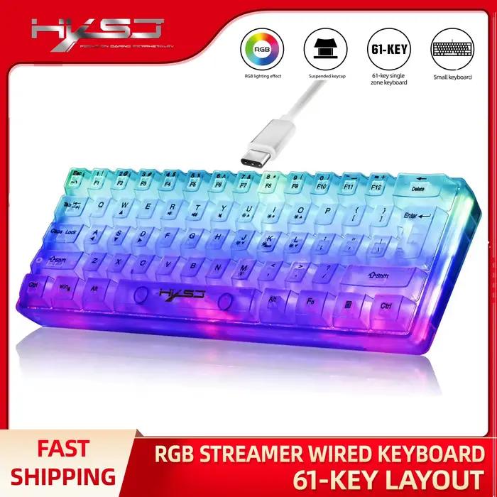 HXSJ 60% clavier de jeu Transparent filaire