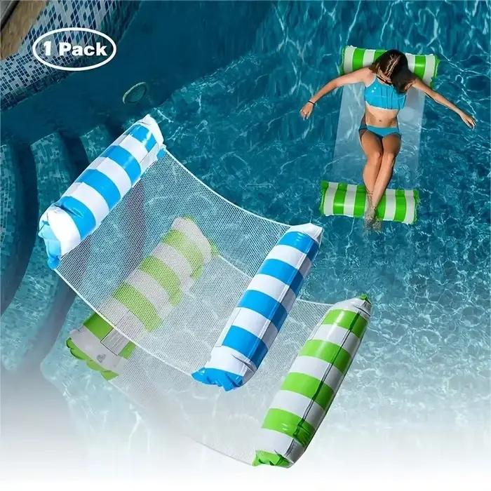 Hamac flottant pliable, chaise longue flottante, polymère de piscine gonflable, lit inclinable, matelas pneumatique de natation, accessoires de piscine