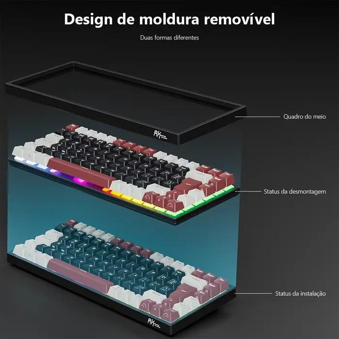 RK Royal Kludge RK84 clavier de jeu mécanique brésilien 84 touches rvb Tri-Mode BT5.0/2.4G/claviers sans fil filaires remplaçables à chaud