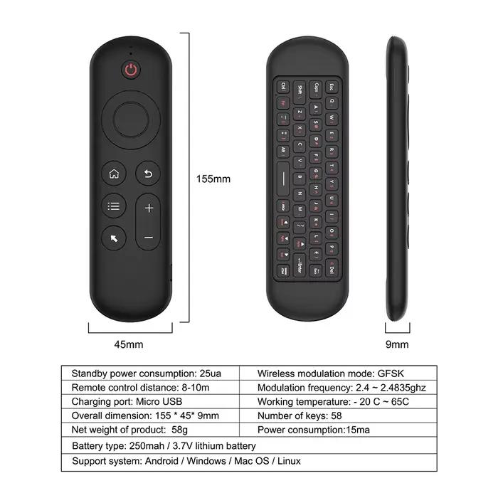 Nouveau M5 2.4G & BT5.2 télécommande 7 couleurs rétro-éclairé sans fil Air Mouse clavier Android TV Box