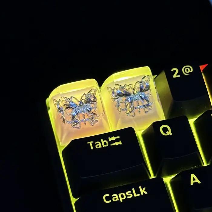 Clavier mécanique bricolage translucide papillon Keycaps résine Artisan
