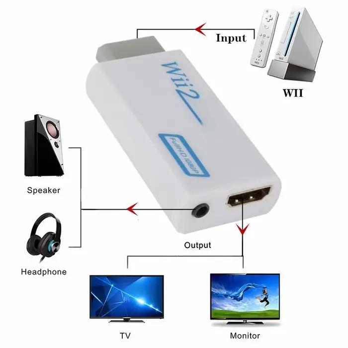 Adaptateur de convertisseur compatible HDMI Full HD 1080P pour console Wii pour Wii 2 Câble audio