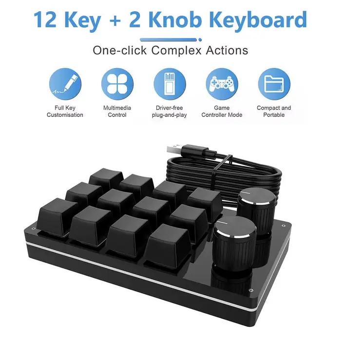 Sans Fil Bluetooth/USB 12 Clé 2 Bouton Clavier Mécanique