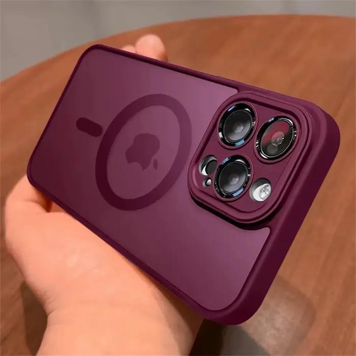 Étui de Protection d'objectif pour iPhone 11 12 13 Proa Mx mini 15 16 Plus iPhone 16 15 14, couverture de Charge sans fil Magsafe translucide mate