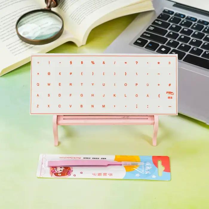 Autocollants de lettres pour clavier allemand avec pincettes pour touches de bureau et d'ordinateur portable