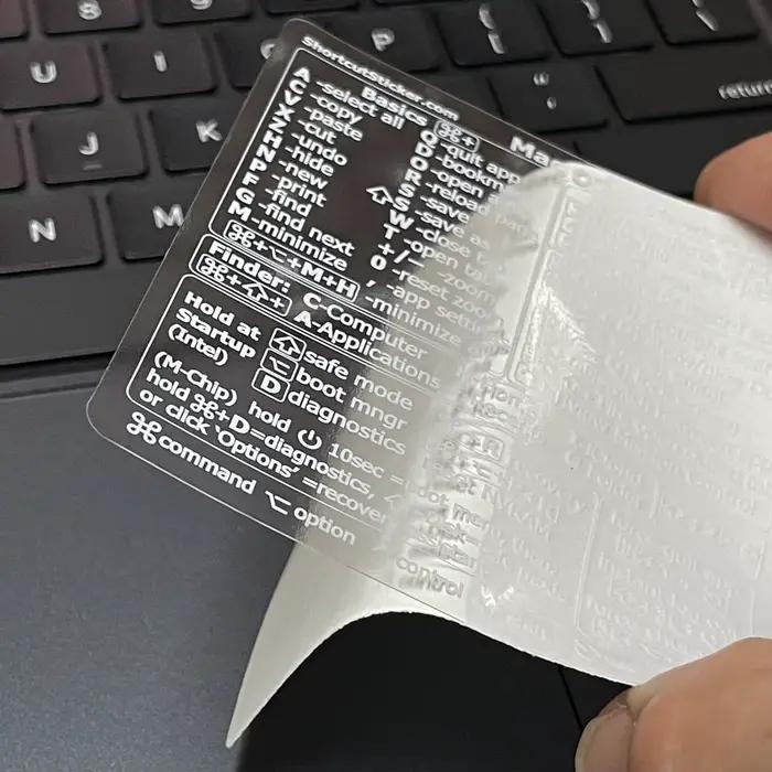 Autocollants de raccourcis Q pour clavier MacBook Pro/Air - Transparent/Noir