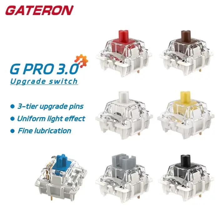GATERON G Pro V3 3.0 Pro commutateur 3 broches pour clavier mécanique pré-lubrifié rvb linéaire Tactile blanc jaune rouge argent marron axe MX