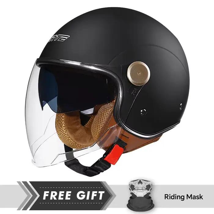 Casque Jet rétro Daul lentille DOT casques de Moto visage ouvert hommes femmes 3/4 demi-casque ouvert accessoires de Moto Cascos Para Motos