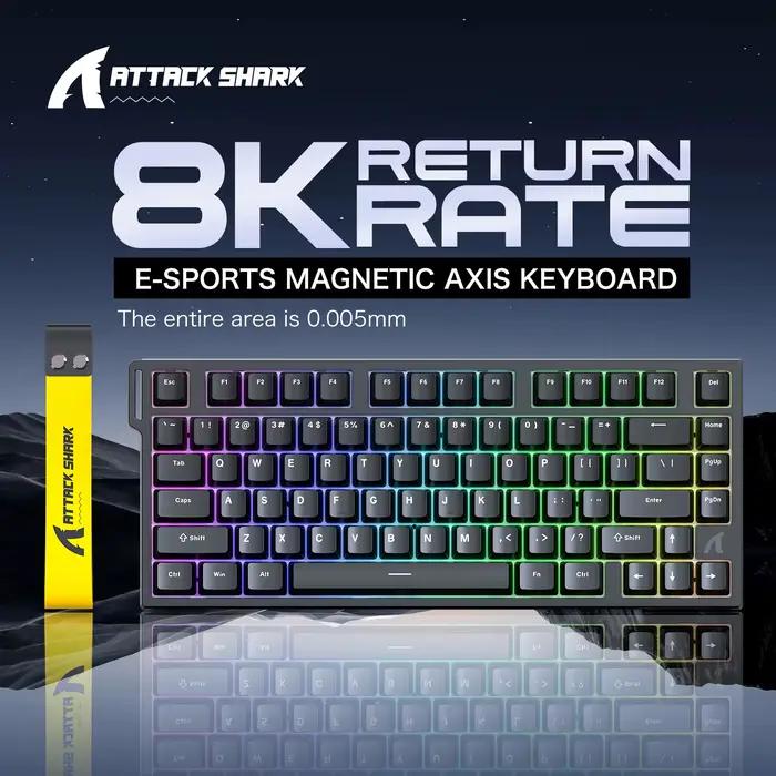 ATTACK SHARK R82 HE clavier magnétique de jeu 8000Hz déclencheur rapide filaire ProGamer 75%