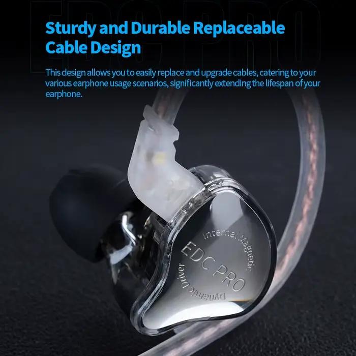 KZ EDC PRO amélioré haute qualité dynamique HIFI dans l'oreille câble Interchangeable filaire mouvement suppression du bruit casque